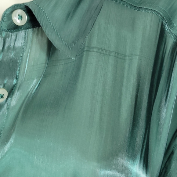 Anthropologie Silky Iridescent Buttondown Shirt Size Extra Large - Picture 11 of 14